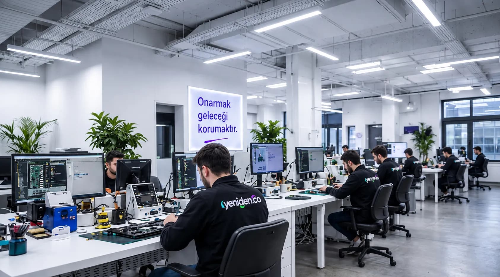 Yeniden.co teknik ekibi çalışma alanı